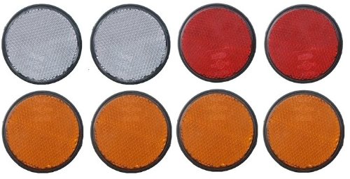 leisure MART Trailer and truck reflector set round stick on 2 x red, 2 x white and 4 x amber Pt no. LMX1624
