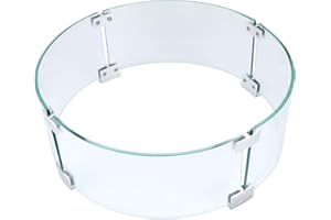 vchin Fire Pit Wind Guard, 17" Glass Wind Guard for Fire Pit Round Table, Made of Clear Tempered Glass, Set with Assembly Instructions