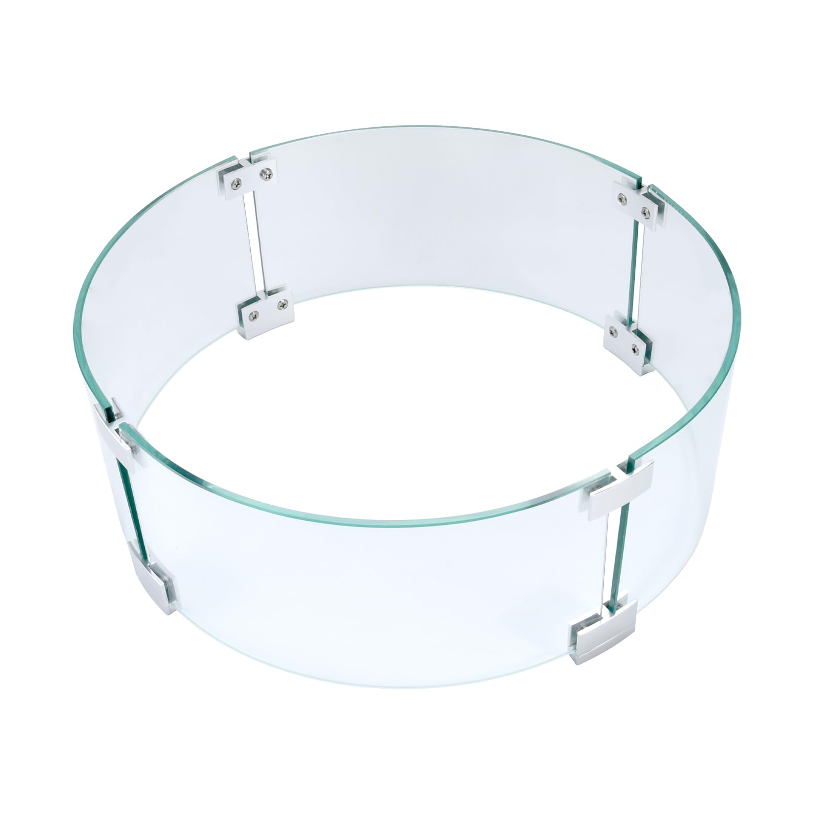 Photo 1 of vchin Fire Pit Wind Guard, 17" Glass Wind Guard for Fire Pit Round Table, Made of Clear Tempered Glass, Set with Assembly Instructions