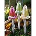 Ceramic Garden Mushrooms - Set of Three - Summer Colors