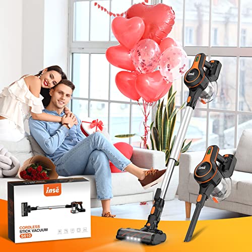 INSE Cordless Vacuum Cleaner, Stick Vacuum with 25Kpa 300W Powerful