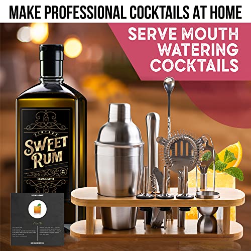 Cocktail Shaker Set 12PC Drink Shakers with Bamboo Stand Ultimate