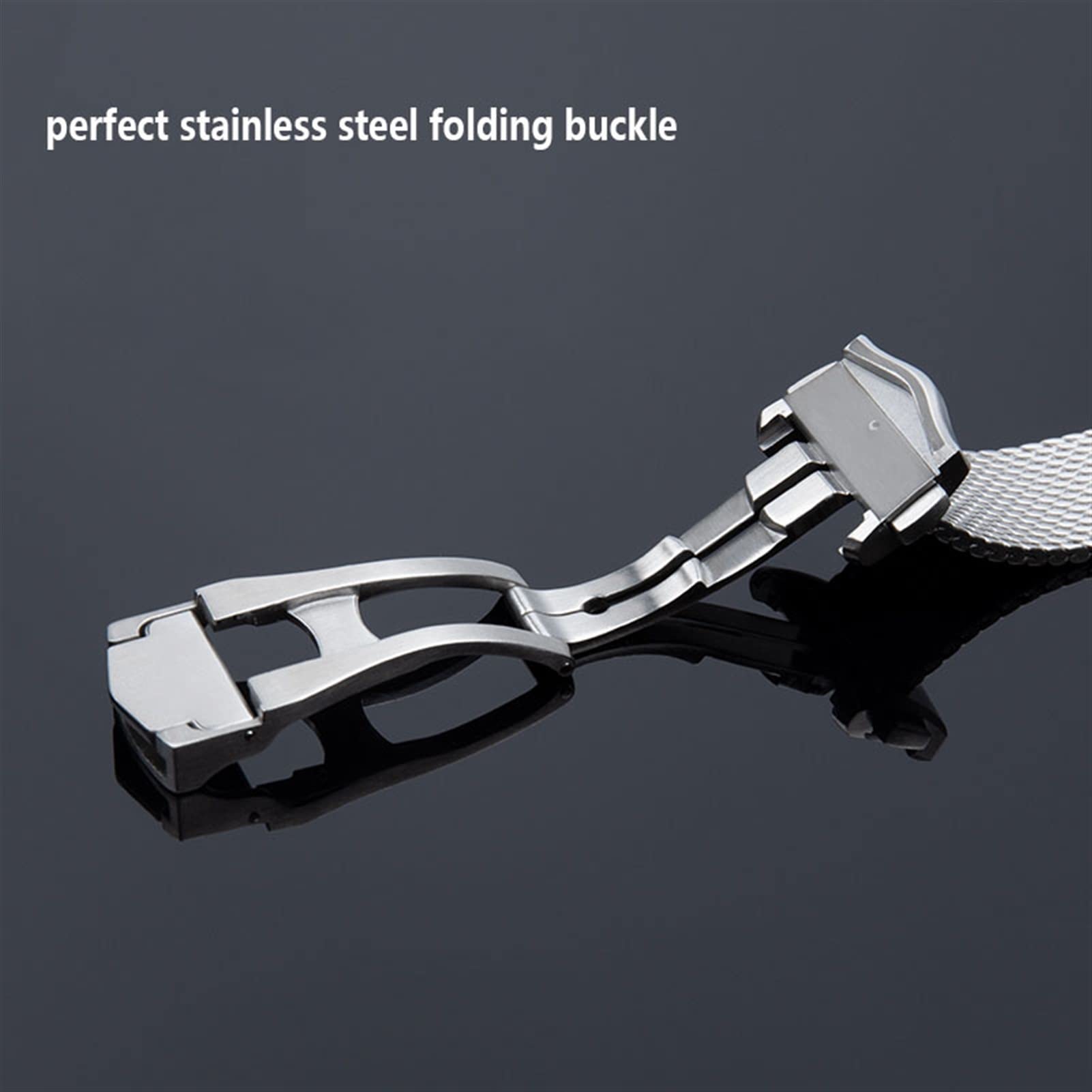 JWTPRO Titanium Steel 20mm Chain Strap for Omega 007 Seamaster Diver 300 Watch Band Replace Milanese Stainless Bracelet (Color : Silver, Size : 20mm)