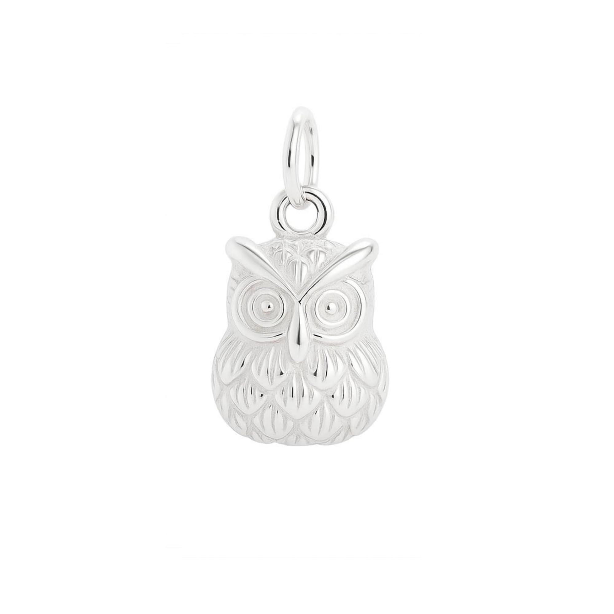 SUGARKITTEN LONDON Sterling Silver Owl Pendant Two Sided Bell Hollow Charm 2 Tones (Silver White)