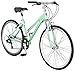 Schwinn Siro Comfort Hybrid Bicycle, Lightweight Aluminum Step-Through Frame, Front Suspension Fork, Padded Suspension Seat, 21-Speed Shimano Drivetrain, and 700c Wheels, Light Green