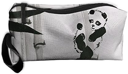 Portable Outdoor Cosmetic Toiletry Clutch Bag Accessories Organizer Case Travel Home Use Zipper Oxford Cute Panda Climb Bamboo Storage Pouch Pencil Case