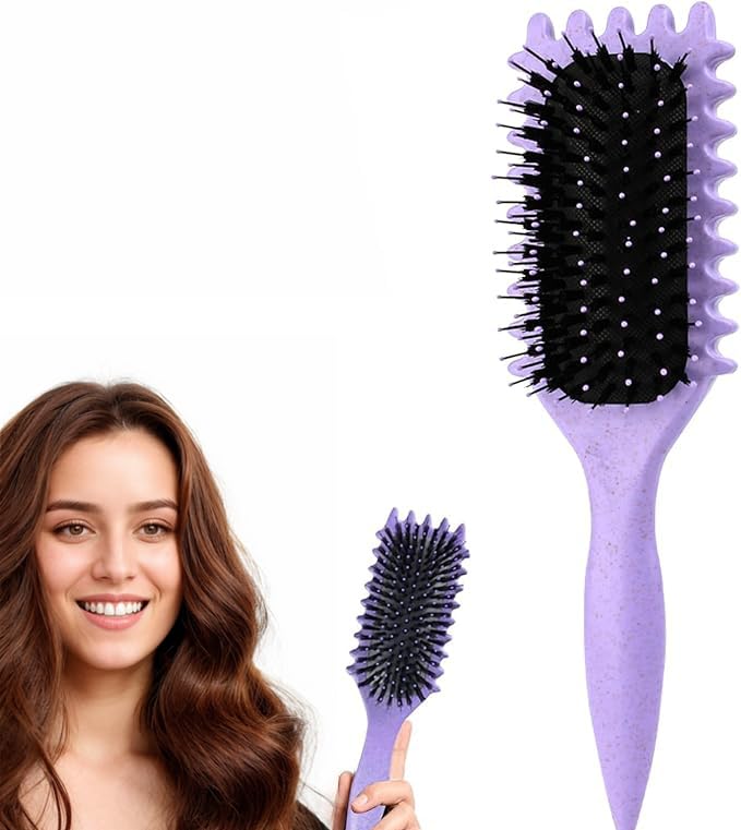 Maxmana Secret Curl Defining Brush,Curly Styling Hair Brush for Detangling,Combing,Shaping and Defining Curls For Women and Men Less Pulling,Reduce Pulling and Separation (Purple)