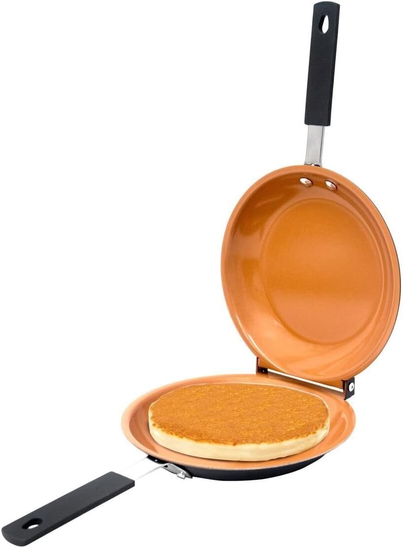 Gotham Steel Double Pan – Nonstick Copper Easy to Flip Pan with Rubber Grip Handles for Fluffy Pancakes, Perfect Omelets, Frittatas, French Toast and More! Dishwasher Safe: Kitchen & Dining