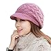 HINDAWI Winter Hats for Women Girls Warm Wool Knit Snow Ski Skull Cap with Visor (Purple)