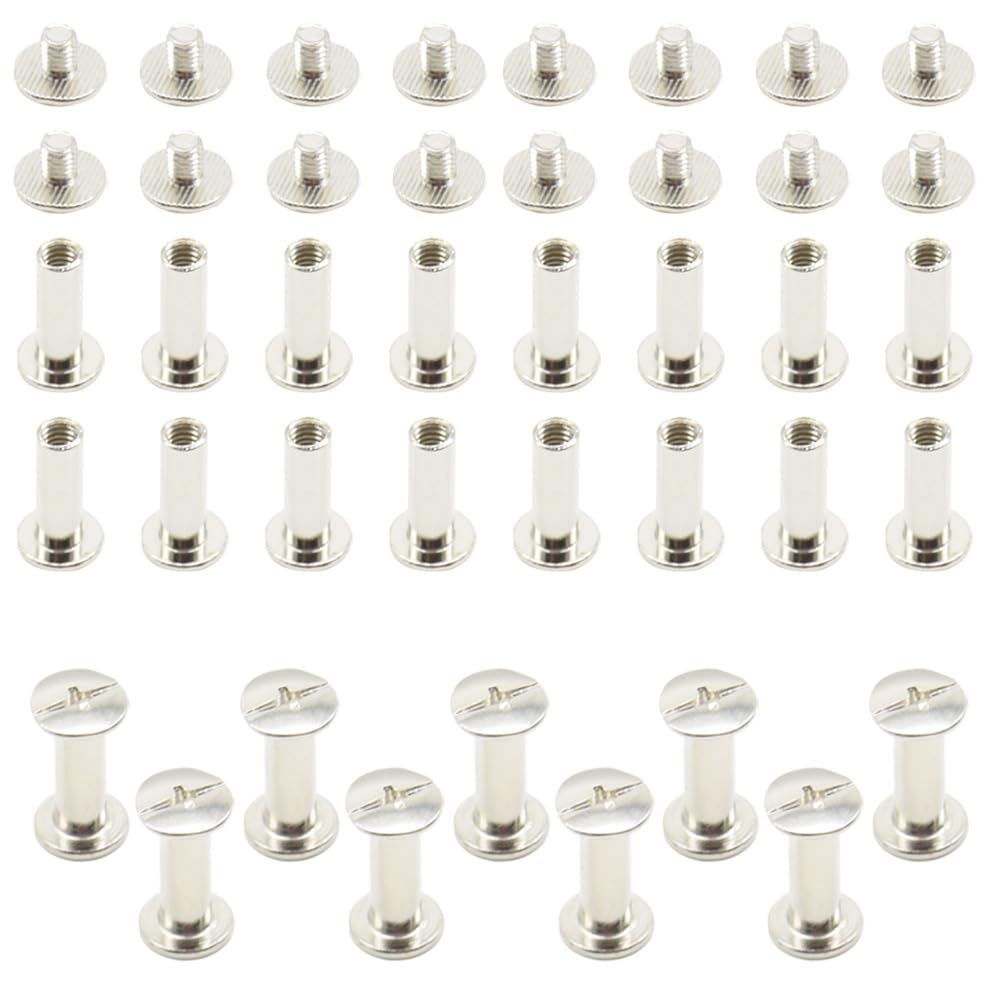 Ruidee 100Pcs/50Set Chicago Screws M5x15mm Book Binding Rivets Screw Posts Round Flat Head Stud Screw for DIY Leather Albums (DZBD/M5x15)