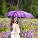 Plemo Automatic Umbrellas, Windproof Purple Daisy Design Compact Folding Umbrellas with Anti-Slip Rubberized Grip, for Business and Travels or Summer Gifts