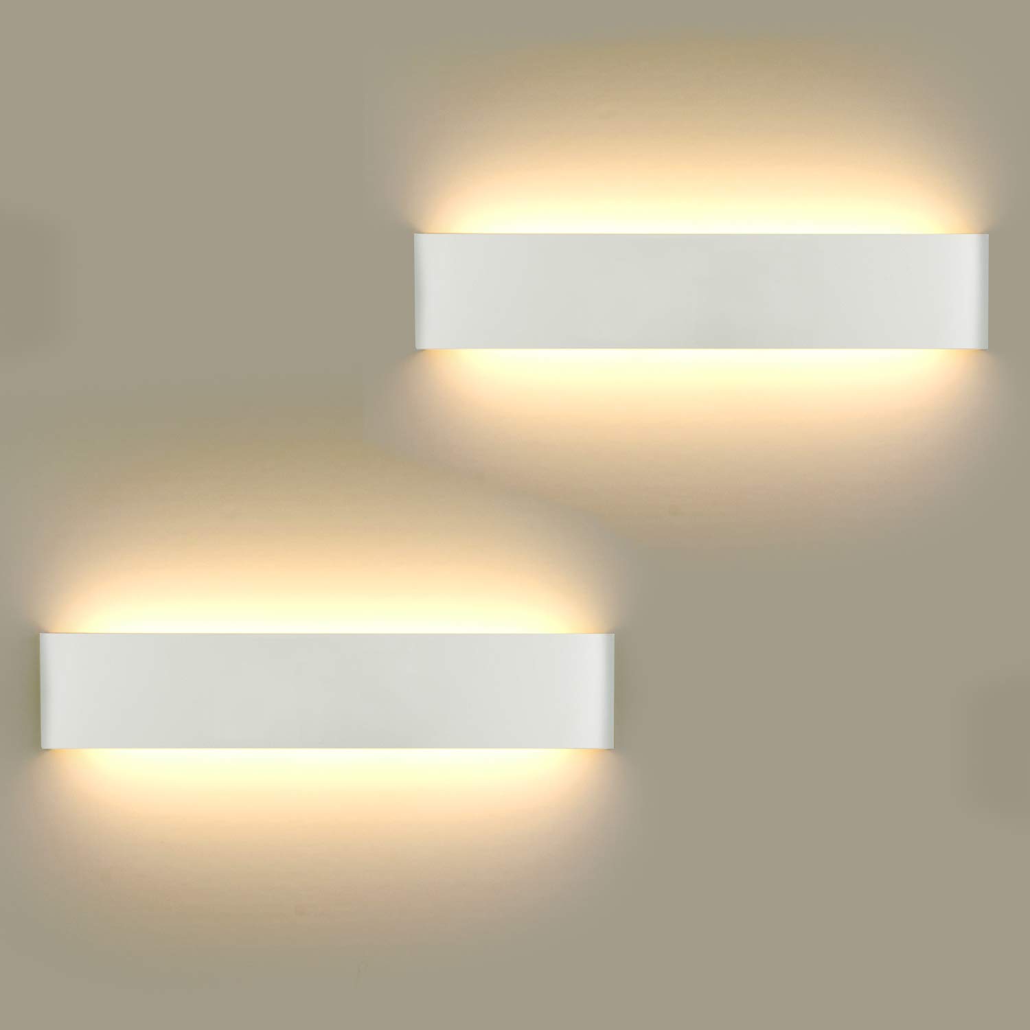 ChangM LED Wall Lights Indoor 40cm,2 Pack 16W Aluminum Wall Lamps 3000K Warm White Modern Style Up and Down Wall Light,Perfect for Bedroom Bathroom Living Room Hallway Kitchen Corridor Stairs (White)