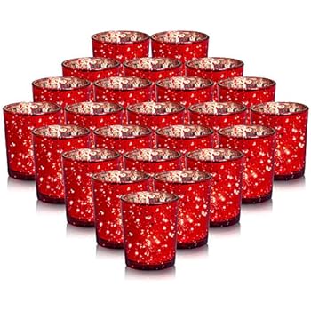 MICROSUN 24-Pack Mercury Votive Candle Holders Bulk, Speckled Silver Mercury Candle Holders Perfect Decor for Home, Wedding,Prom, Christmas Party - 2.67