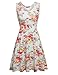 OURS Womens Casual V Neck Fit and Flare Floral Sleeveless Summer Dress