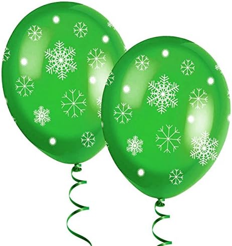 Blue/Pink/Silver Sparkles and Snowflakes 11" Latex Balloons 5 in Each Pack - Disney's Frozen Kids Party - Ideal for Birthday's, Wedding's, Christening, Baby Showers, Special Celebrations (Green Snowflake Balloons)