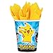 Pokemon Party Supplies Pack for 16 Guests: Straws, Dinner Plates, Luncheon Napkins, Cups, and Table Cover