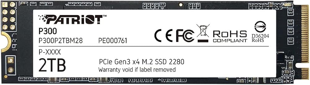 Patriot Memory P300 2TB M.2 PCIe Gen 3x4 NVMe SSD P300P2TBM28