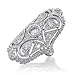 Bling Jewelry Deco Antique Style Filigree Pave CZ Wide Armor Full Finger Fashion Statement Ring for Women Cubic Zirconia Rhodium Plated Brass