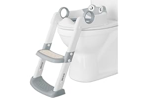 HOMFAN Potty Training Seat with Step Stool Ladder for Toddlers as a Potty Training Toilet Anti-Slip Safe Pads Adjustable Height Legs Gray