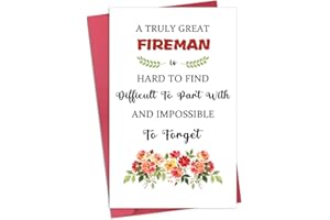 Fireman Christmas Birthday Card for Firefighter Retirement Gifts for Women Men Fireman Thank You Cards with Envelopes for Fir