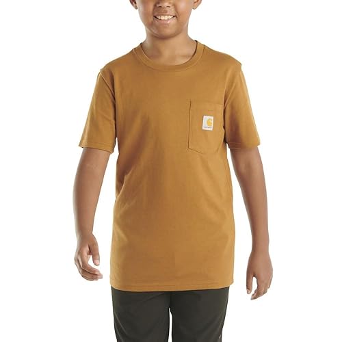 Carhartt Kid's CA6513 Short-Sleeve Pocket T-Shirt - 5 Child - Carhartt Brown