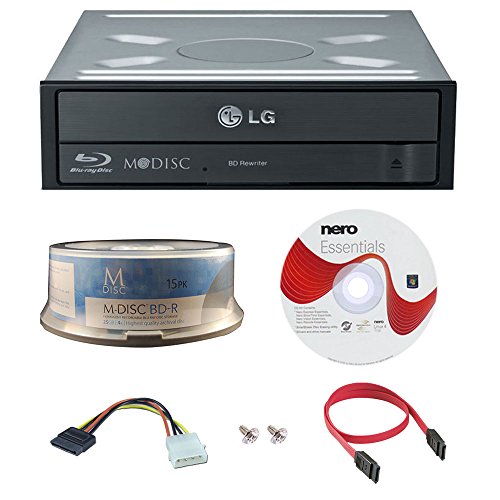 LG WH16NS40 16X Super Multi M-Disc Blu-ray BDXL DVD CD Internal Burner Writer Drive + FREE 15pk Mdisc BD + Nero Software + Cables & Mounting Screws