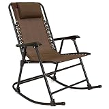 Best Choice Products Foldable Zero Gravity Rocking Mesh Patio Recliner Chair w/Headrest Pillow, Brown
