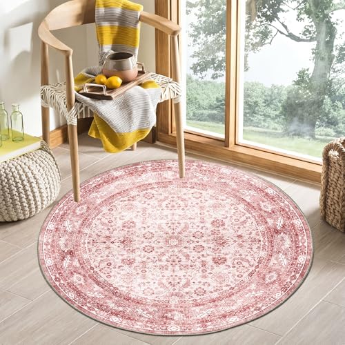 OPPODREAM Vintage Pink Area Rugs Round