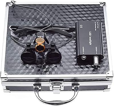 BONEW 3.5X Surgical Binocular Loupes 5W LED Headlight Filter Clip-on Aluminum