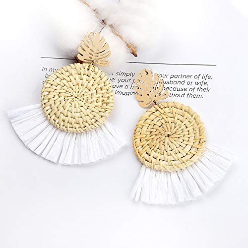 Acrylic Earrings for Women Drop Dangle Leaf Earrings Resin Minimalist Bohemian Statement Jewelry (2 pair Rattan Acrylic-Round) - Thumbnail 5