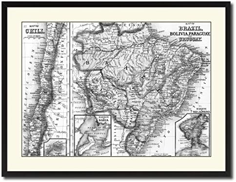 Afghanistan Persia Iraq Iran Old B&amp;W Map 37050 Picture Frame Gift Ideas Office Décor Bedroom Livingroom Gameroom Housewarming Birthday - Black 28" x 37"