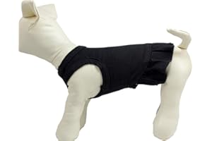 LOVELONGLONG Pet Clothes Small Dog Clothing Blank Color Sport Dress T-Shirts Tee Dresses Tanks Top for Small Size Female Dogs Summer Spring Pet Costumes 100% Cotton (S, Black)