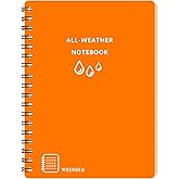 Large Fully Waterproof Side Spiral Notebook 8.5" x 11" with Stone Paper and Hard Cover, Grid Pattern, 100 Pages Per Weatherproof Notepad A4 Size for Outdoor Field (Waterproof Paper, Orange)