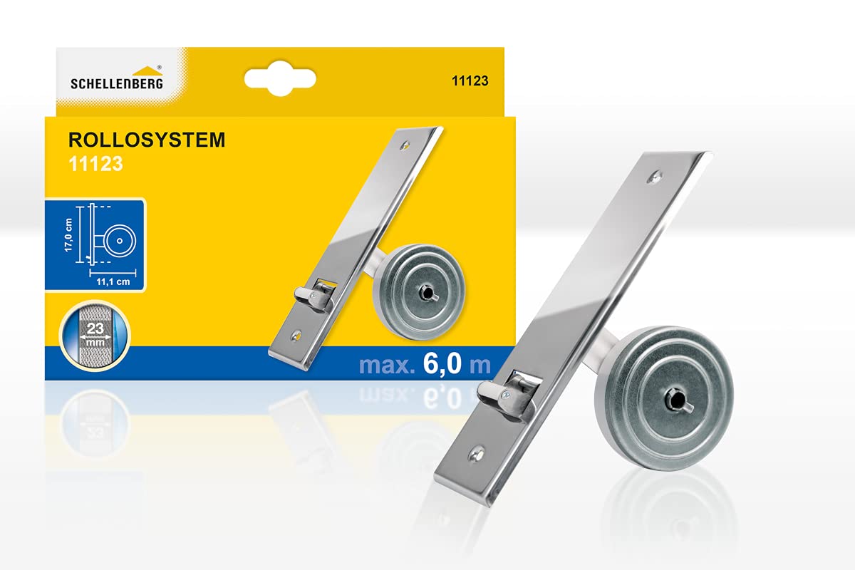 Schellenberg 11123 Recessed Winder for Roller shutters with Metal Optics, for Roller Shutter Belt Width 23 mm and Length 6 m, Hole Distance 17 cm