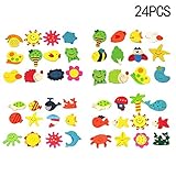 C-Pioneer 24pcs Wooden Cartoon Animal Fridge Magnet Stickers Cute Toys Gifts for Kids