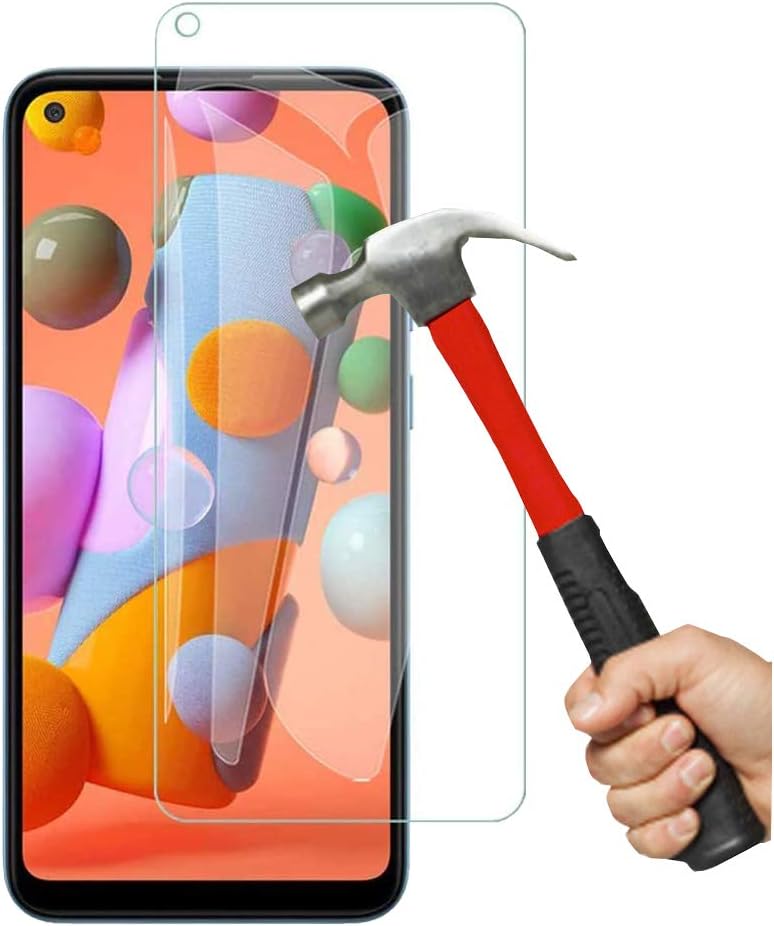 Galaxy A11 Tempered Glass Screen Protector Easy Bubble-Free Installation HD Ultra Clear shatterproof with 9H Hardness and Anti Fingerprint Oleo-phobic Coating for Samsung Galaxy A11 (Screen Protector)