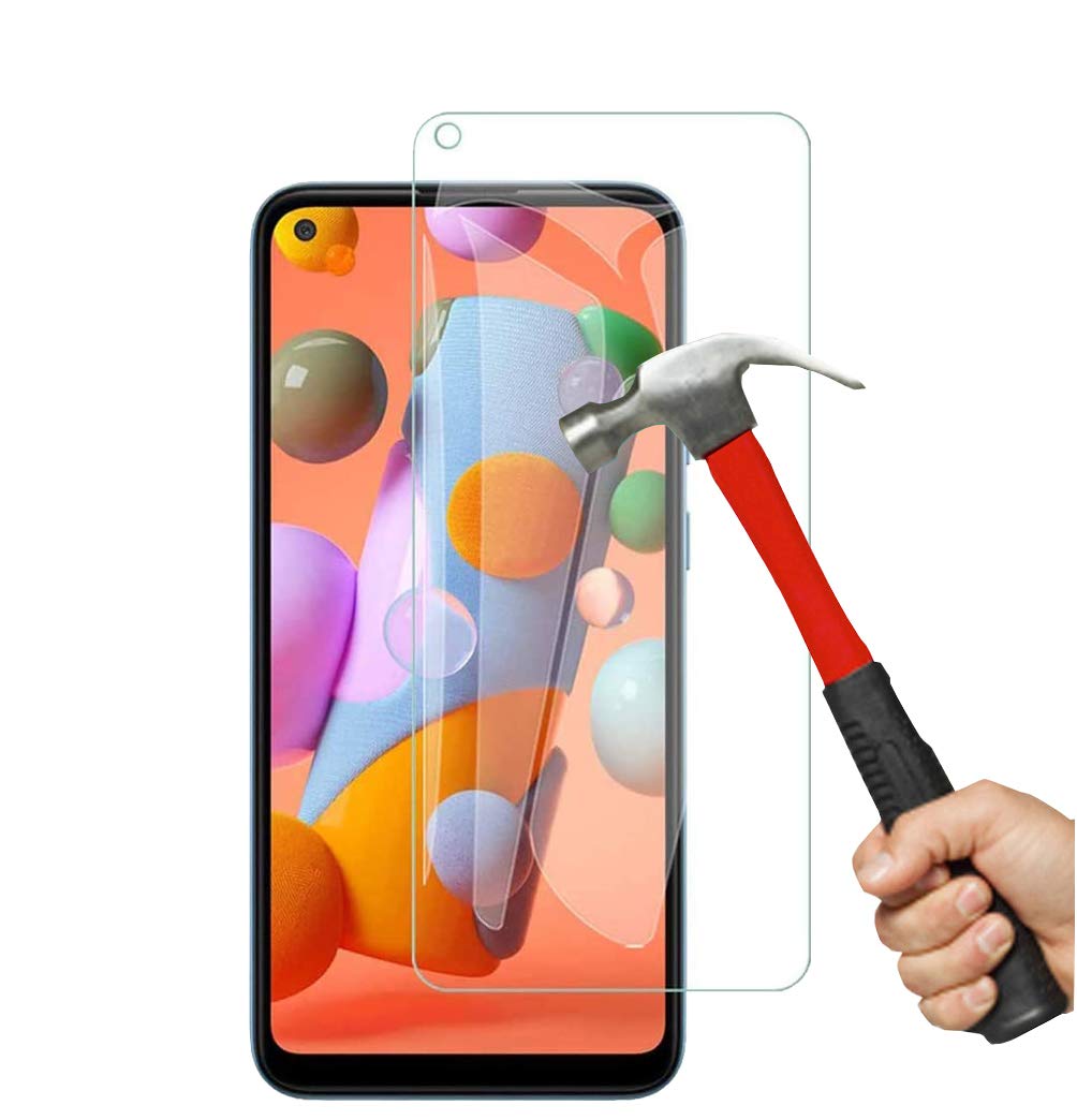 Galaxy A11 Tempered Glass Screen Protector Easy Bubble-Free Installation HD Ultra Clear shatterproof with 9H Hardness and Anti Fingerprint Oleo-phobic Coating for Samsung Galaxy A11 (Screen Protector)