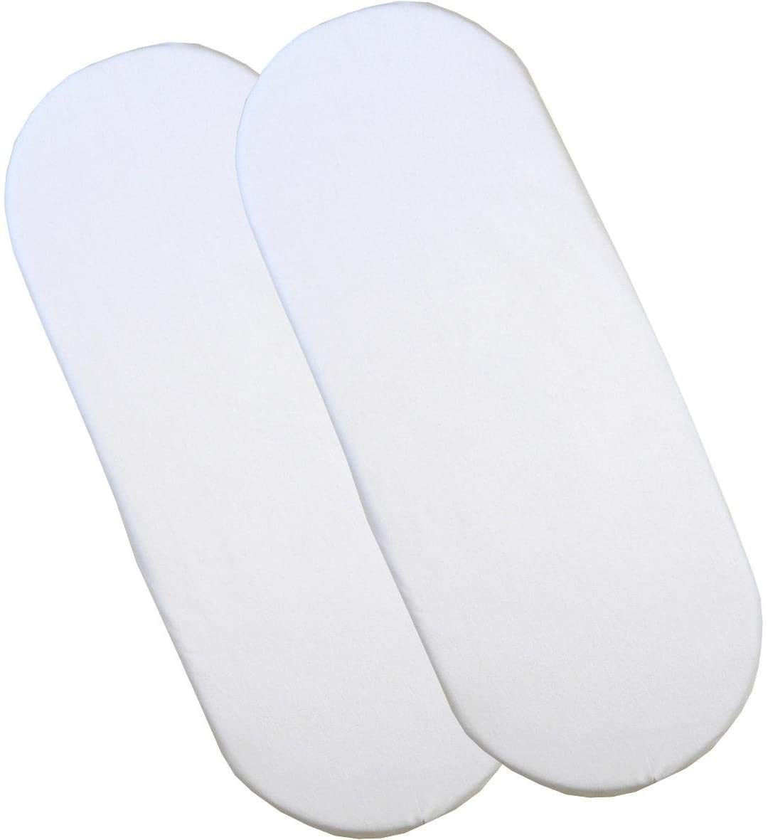 Pack of 2 - Moses Basket Sheets Fitted 30 x 74 cm (White, 30 x 74 cm)