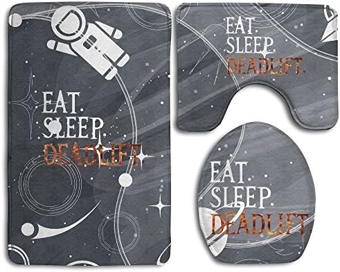 EAT. Sleep. Deadlift. Super Soft Anti-mite Non-slip Absorption Soft Flannel Shower Rug - Set Of 3