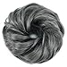 Rose bud Messy Bun Hair Pieces For Women Hair Bun Extension Updo Curly Messy Bun Scrunchie Dark Grey