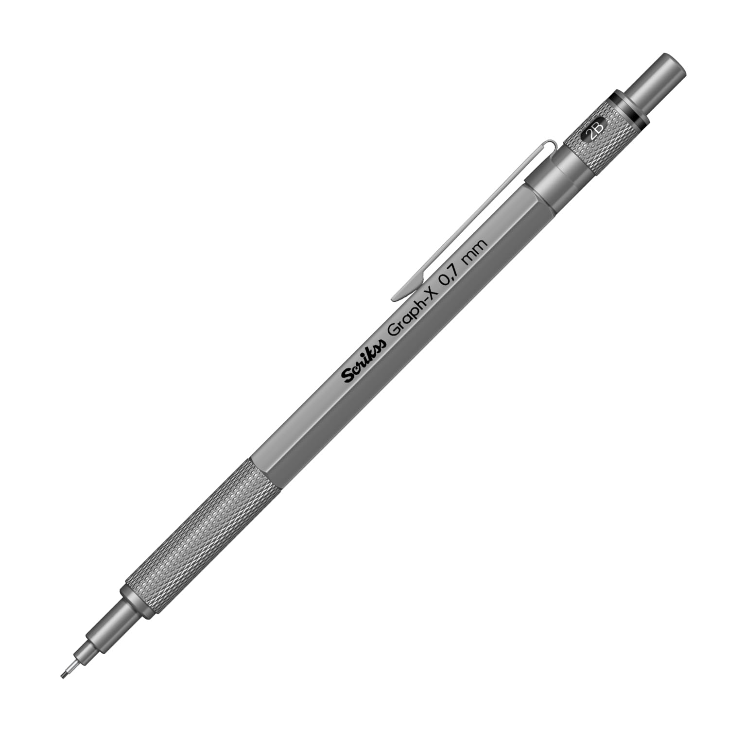 Scrikss Graph-X Mechanical Pencil, Metal Barrel, Ergonomic Grip, Professional Writing & Drawing Tool (0.7 mm, Satin Grey)