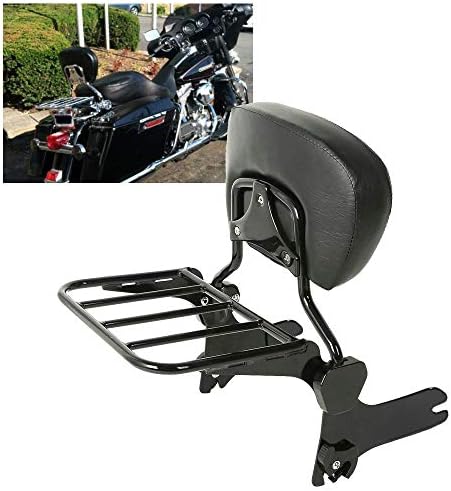RYCYCLE Matte Black Passenger Backrest Sissy Bar W/Luggage Rack For Harley Touring FLHR FLHX FLTR FLHT 1997 1998 1999 2000 2001 2002 2003 2004 2005 2006 2007 2008
