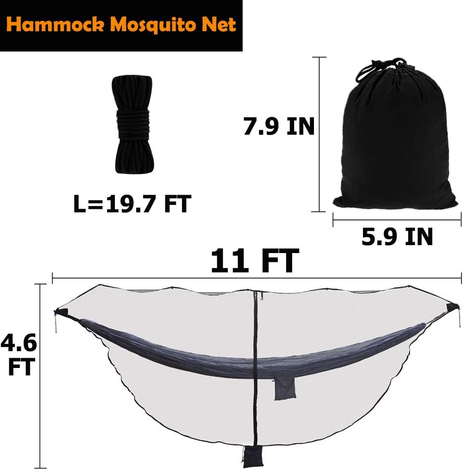 Hammock Net Camping Net Fits for All Camping Hammocks, Polyester Netting for 360 Degree Protection and Double Sided Zipper for Easy Access: Sports & Outdoors