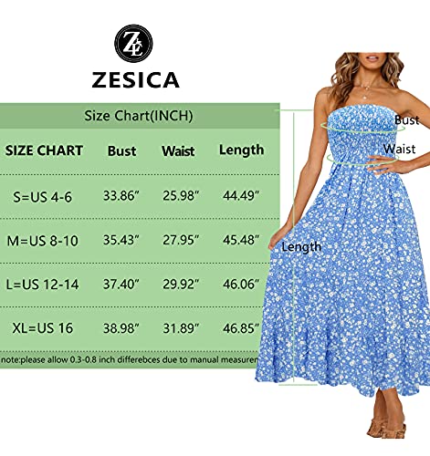 ZESICA Women's 2023 Summer Bohemian Floral Printed Strapless Beach Party Long Maxi Dress - Image 7