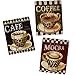 Coffee Wall Decor Set of 3 Modern Paintings Latte Java Mocha Mug Cup Wooden Hanging Art For Cafe Office Kitchen Living and Dining Room Accessories