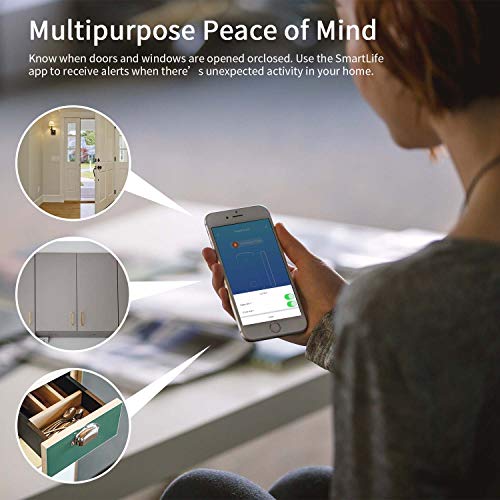 Smallest WiFi Door Windows Sensor Magnets Phone APP Control Doorbell Alexa Siri GoogleAssistant IFTTT Enabled Wireless Security Alarm Door Chime for Home Drawer Garage Office Burglar Alert Darkgray