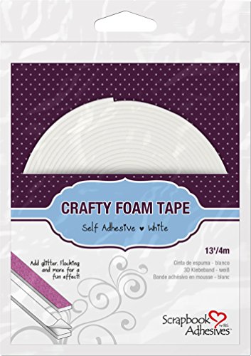 3L Scrapbook Adhesives Crafty Foam Tape, 1/2-Inch x 13-Feet, White