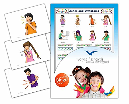 Aches and Symptoms Flashcards in English with Matching Bingo Game Cards in One Set - Vocabulary Picture Cards for Toddlers, Kids, Children and Adults - Size 4.13  5.83 in - DIN A6