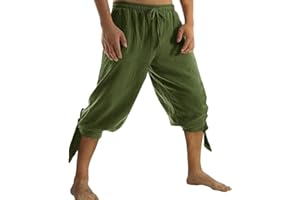 TOONRAIN Medieval Pants men Pirate Pants Renaissance Costume Mens Viking Linen Knickers Retro Adult Shorts pants