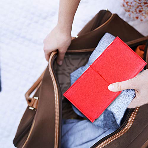 Larcenciel Hardcover Travel Notebook Refillable Journal Diary Jotter Organizer, Lined Blank Leather Writing Diary w/ 3 Inserts Pocket Card Holder Memo Notepad, 8X4.1 inch (Red) - Thumbnail 5